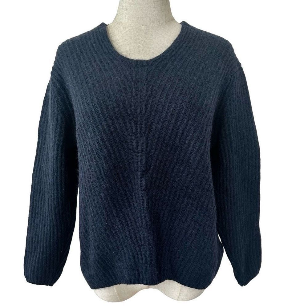 Sly navy blue V neck long sleeved  wool blend sweater